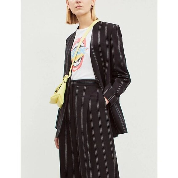 Sandro Natanielle Stripe Collarless Blazer coat